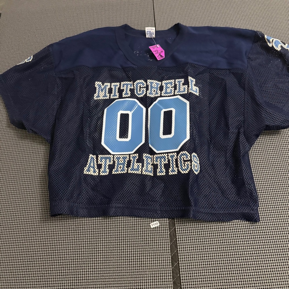 Vintage Russell Athletic Mesh Football Jersey Navy Blue Mitchell Athletics 00 M